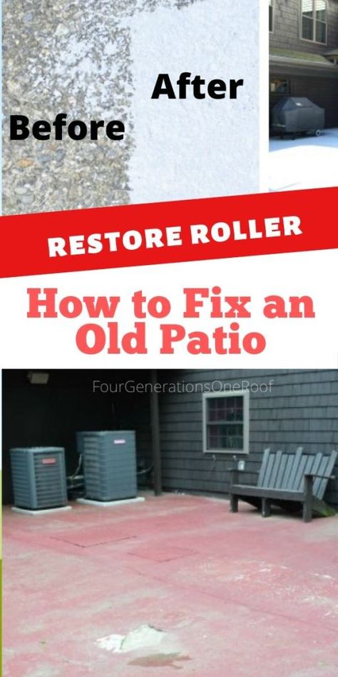 Diy Lattice Privacy Screen, Repair Cracked Concrete, Patio Repair, Mosaic Walkway, Paint Concrete Patio, Cracked Concrete, Concrete Patio Makeover, Deck Makeover, Cement Patio