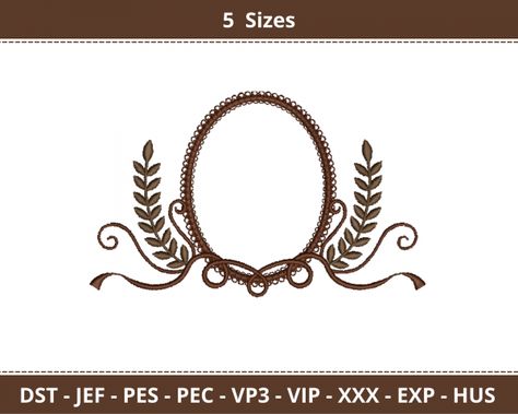 Frame Embroidery Design - Machine Embroidery - 5 Sizes - Instant Download Machine Embroidery Monogram Frames, Font Embroidery, Frame Embroidery, Computerized Embroidery Machine, Computerized Embroidery, Hoop Projects, Free Frames, Framed Embroidery, Embroidery Monogram