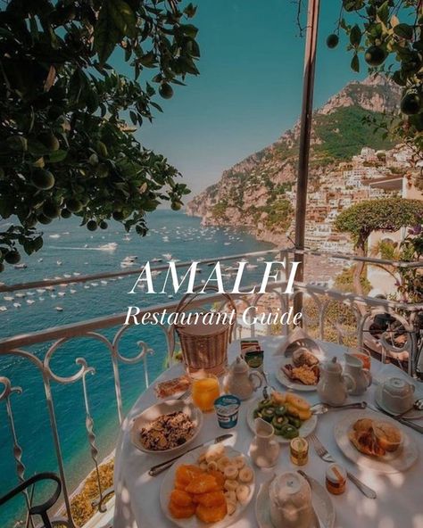 Breakfast with a view over the sea and the Amalfi coast Amalfi Coast Restaurants, Amalfi Coast Guide, Amalfi Beach, Amalfi Coast Hotels, Amalfi Coast Beaches, Italy Restaurant, Amalfi Italy, Dinner Restaurants, Colorful Palette