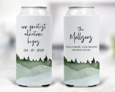 Mountain Wedding Party, Mountain Landscape Design, Wedding Beer, Choose Quotes, Beer Holder, Mountain Destinations, Cabin Wedding, Beer Holders, Custom Wedding Favours