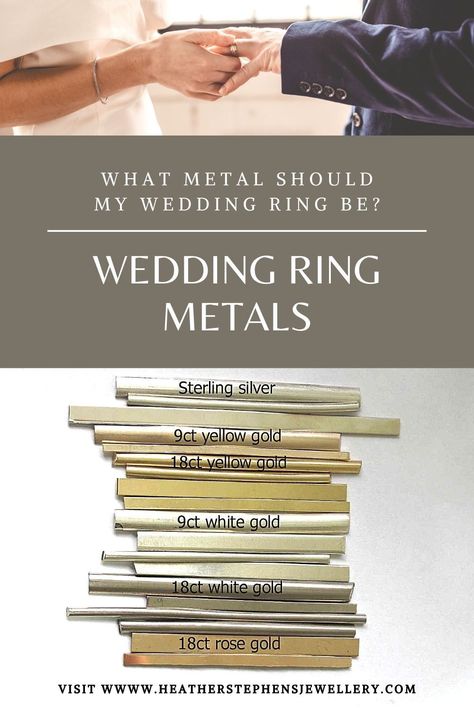 Rose gold, white gold, yellow gold, sterling silver, what are the differences? Wedding ring metals explained. Plain Gold Wedding Bands, Gold Things, My Wedding Ring, Engagement Rings Uk, Gold Cost, Boho Engagement Ring, Wedding And Engagement Rings, Handcrafted Engagement Ring, Handmade Wedding Rings