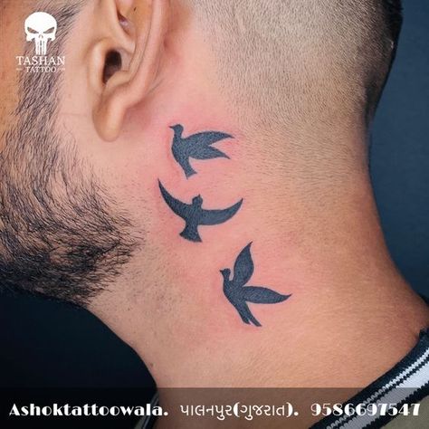 Birds Tattoo On Neck, Neck Bird Tattoo, Tattoos For Men Neck, Cool Neck Tattoos, Men Neck Tattoo, Simple Neck Tattoos, Bird Tattoo Neck, Neck Tats, Bird Hand Tattoo