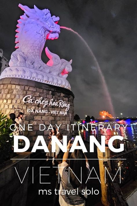 Spending only one day in Da Nang, Vietnam? Follow my Da Nang itinerary and learn how you can see all the best highlights in Da Nang in 24 hours. And don’t forget to pin it on your Pinterest travel board! #danangitinerary #onedayindanang #thingstodoindanang #mstravelsolo Da Nang Vietnam, Han River, Minimalist Travel, Food Stall, Sustainable Travel, Night Market, Solo Female Travel, Most Beautiful Beaches, Travel Board