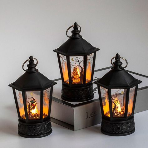 Witches Castle, Dekorasi Halloween, Electronic Candles, Led Candle Lights, Vintage Witch, Lantern Lamp, Led Lantern, Fantasias Halloween, Led Candle