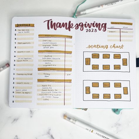 Thanksgiving Bujo, Thanksgiving Menu Planning, Thanksgiving Is Coming, Thanksgiving Planning, Cooking Thanksgiving Dinner, Vegetable Platter, Journal Lists, Thanksgiving Cooking, Dot Grid Journal