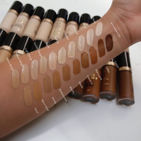 Too Faced Foundation Swatches, Too Faced Concealer Swatches, Chanel Slides, Skin Tone Makeup, Foundation Swatches, Jackie Aina, Makeup Artist Kit, Makeup Before And After, Makeup Shades