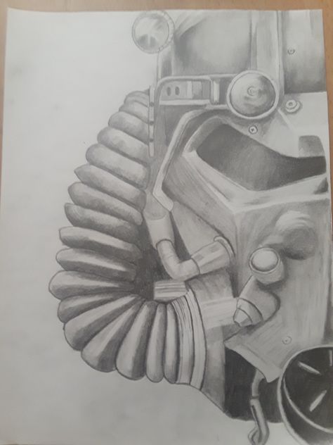 Fallout 4 Power Armor drawing. I based this off a picture in my board. Fallout 4 Drawings, Fallout Sketch, Fallout Drawings, Fallout 4 Power Armor, T 60 Power Armor, Fallout Power Armor, Helmet Drawing, Biro Art, Armor Drawing