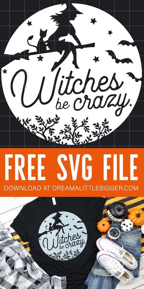 Witches Be Crazy, Creepy Halloween Decorations, Projets Cricut, Cricut Halloween, Be Crazy, T Shirt Art, Cricut Free, Creepy Halloween, Free Halloween