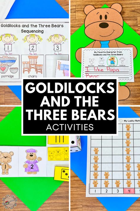 Four Goldilocks and the Three Bears activities for kindergarten Goldilocks Activities, Three Bears Activities, Fairy Tales Kindergarten, Shape Activities Kindergarten, 3d Shapes Activities, Fairy Tale Activities, Cute Bulletin Boards, Spelling And Handwriting, Goldilocks And The Three Bears