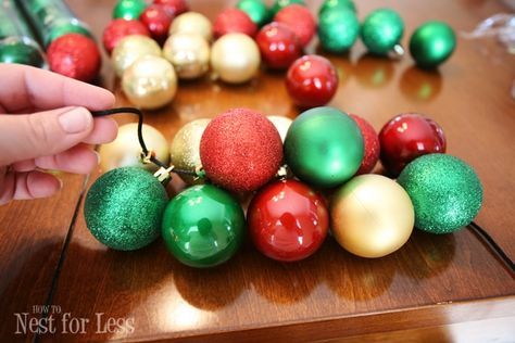 Ornament Garland Diy, Christmas Ornament Garland, Store Ornaments, How To Make Garland, Christmas Cuties, Griswold Family, Ornament Garland, Christmas Themes Decorations, Christmas Tree Garland