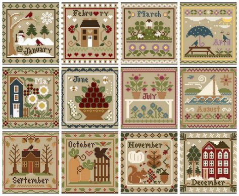 Gallery.ru / Фото #1 - Month of the Year - BelleBlue Cross Stitch Gallery, Little House Needleworks, Cross Stitch Sampler Patterns, Needlework Shops, Cross Stitches, Cross Stitch Samplers, Cross Stitch Flowers, Cross Stitch Charts, Cross Stitch Chart