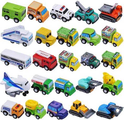 Amazon.com: JOYIN 25 Piece Pull Back Cars and Trucks Toy Vehicles Set for Toddlers, Girls and Boys Kids Play Set, Die-Cast Car Set : Toys & Games Bread Truck, Cars Toy, Eco Car, Transport Truck, Kids Play Set, Shuttle Bus, City Vehicles, Freight Train, Holiday Toys