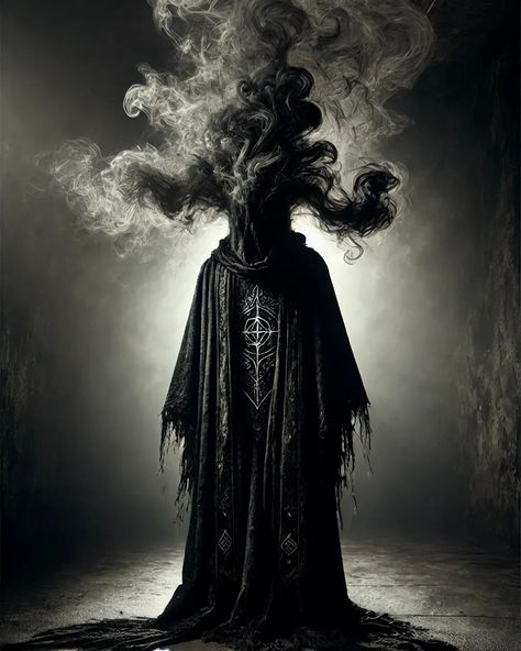 In the deep void of an ancient realm, a being known as the Whisperer roamed. Cloaked in black, its head had long ceased to exist, replaced by swirling tendrils of smoke. It was said the Whisperer once had a face, but it gave it up to the dark gods for the power to read thoughts and control shadows. Now, it wandered between worlds, unseen and unknown, except for those whose minds it invaded. Its presence marked the doom of kings and the fall of empires, for wherever it passed, chaos followed. ... Void God, Chaos Head, Chaos God, The Doom, Cd Cover Design, In The Deep, Cd Cover, A Face, Cover Design