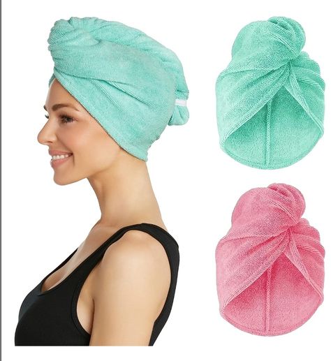 https://amzn.to/3pS9mnH Turbie Twist, Microfiber Hair Towel, Hair Towel Wrap, Hair To One Side, Hair Turban, Essential Accessories, Towel Wrap, Wavy Curly Hair, Hair Towel