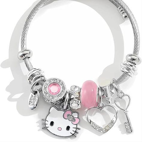 【Cute Girl Bracelet】---This is a bracelet specially designed for Hello Kitty enthusiasts. Cute and charming design, simple and fashionable. Soft colors, smooth lines, and textures can easily match different styles of clothing, adding a cute atmosphere to your daily wear. Perfect for girls to wear, if you give her such a cute gift, she will be unique. Girlfriend Jewelry Gift, Kitty Girl, Girlfriend Jewelry, Girl Bracelet, Bracelet Cute, Girl Friendship, Student Girl, Stainless Steel Bangles, Cuff Bangle Bracelet