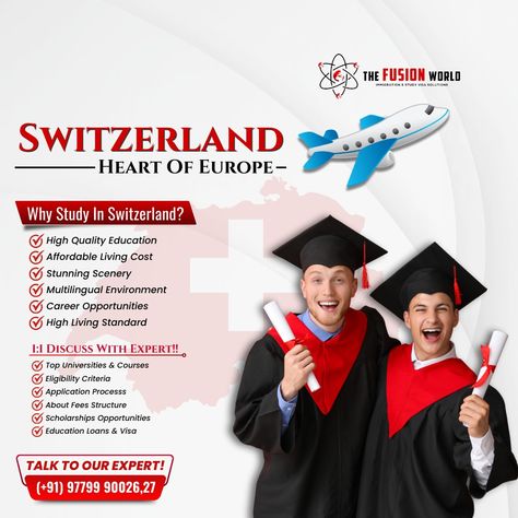 🎓 Dreaming of studying in Switzerland? 🇨🇭✨ Fusion World can make it happen! 🌍 Explore top-ranked universities and high-demand courses. 📚 

Get ready to unlock your potential! 💪 Book your FREE 1:1 consultation with our expert consultants today. 📅 Don't miss this opportunity to shape your future! 🌟 

[study in switzerland, switzerland study visa, study aborad, study abroad consultants, study visa consultants, visa consultancy] Study In Switzerland, Switzerland University, Activities In Switzerland, Switzerland Library, Epesses Switzerland, University Courses, Top Universities, Heart Of Europe, Unlock Your Potential