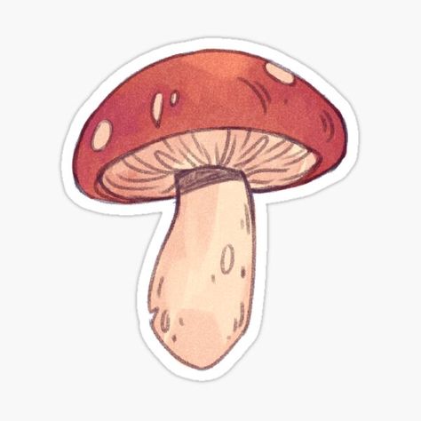 "red mushroom" Sticker for Sale by JosieO | Redbubble Nostalgic Songs, Mushroom Wallpaper, Sticker Design Inspiration, Mushroom Drawing, Red Mushroom, Scrapbook Book, Moon Decor, Scrapbook Stickers Printable, Autumn Stickers