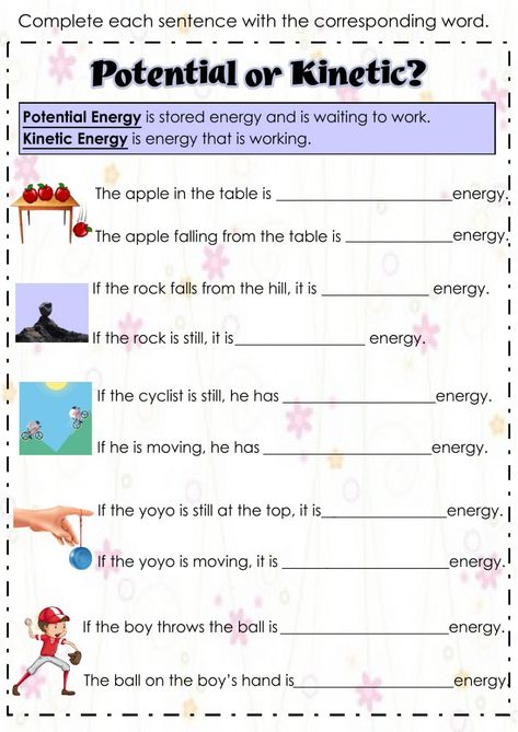 Energy Worksheets, Kinetic And Potential Energy, Energy Science, Relationship Worksheets, Engineering Activities, Mechanical Energy, Energy Activities, Potential Energy, Kinetic Energy