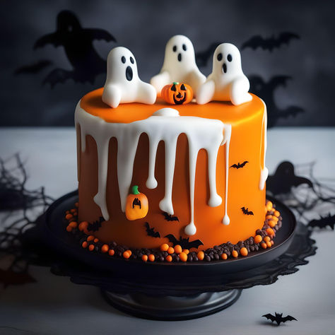 Creepy Halloween Desserts, Halloween Party Cake, Cute Halloween Cakes, Pasteles Halloween, Halloween Birthday Cakes, Halloween Cake Decorating, Birthday Cake Decorating Ideas, Halloween Cookies Decorated, Halloween Dishes