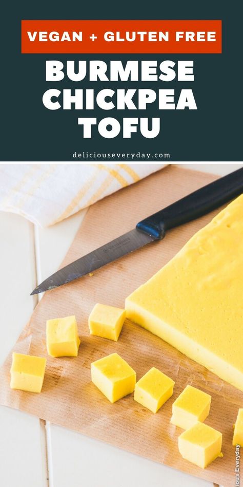 This vegan Burmese Chickpea Tofu is an easy homemade soy-free tofu recipe to make which is a healthy and delicious source of protein. Garbanzo Recipes, Burmese Tofu, Soy Free Tofu, Chickpea Tofu, Burmese Food, Homemade Tofu, Vegan Entrees, Tofu Recipes Vegan, Soy Free Vegan