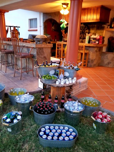 Western Party Drink Ideas, Dude Ranch Party Ideas, Rancho Party Theme, Ranch Themed Party, Rancho Birthday Theme, Ranch Birthday Party Ideas, Ranch Theme Birthday Party, Rancho Party, Birthday Party Bar