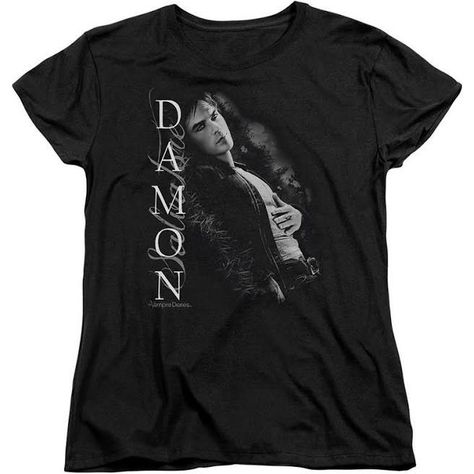 Drama Tv, Drama Tv Shows, Period Outfit, Short Sleeve Shirt Women, Damon Salvatore, Tv Drama, Plus Size T Shirts, Vampire Diaries, Black Tee