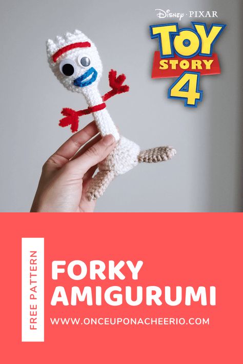 Make Your Own Forky, Diy Forky, Crochet Disney, Knit Ideas, Crochet Decrease, Crochet Amigurumi Free, Chenille Stems, Toy Pattern, Amigurumi Free