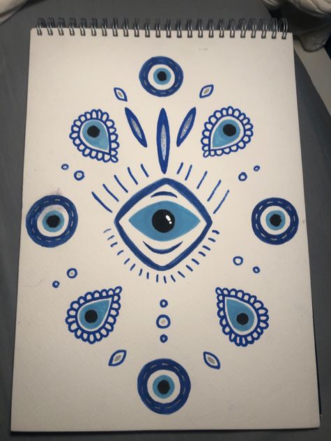 Watercolor drawing of Spiritual mystical greek eye meaning to feel and see no evil. How To Draw Evil Eyes, Evil Eyes Drawings, Eye Meaning, Greek Eye, Eye Sketch, See No Evil, No Evil, Watercolor Drawing, Eye Drawing