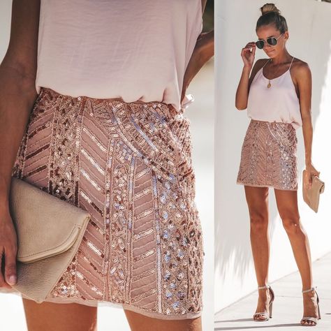 NEW // SO CHIC // THREE COLORS Great Gatsby Sequin Mini Skirt - Azalea Pink $58 Available in Azalea Pink, Gunmetal, & White Sizes S-L The roaring 20’s are alive and well! Our Great Gatsby Sequin Mini Skirt has all the sparkles and shine to take your Holiday attire to the next level. This gem has a side zipper and is fully lined! We are in love with the chic, geometric, sequin pattern! Wear paired with your favorite sweater and thigh high boots! Styled with our Practice Makes Perfect Tank, ... Date Night Mini Skirt With Sequins, Pink Sequin Mini Skirt For Summer, Chic Pink Sequin Skirt, Summer Pink Sequined Mini Skirt, Luxury Pink Sequined Skirt, Sequin Pattern, Sequin Mini Skirt, Roaring 20, Practice Makes Perfect