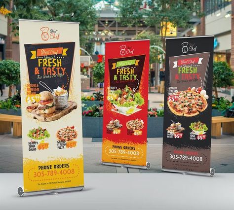 Fast Food Roll-Up Banner Template PSD Local Fast Food, Pizza Roll Up, Food Vendor, Roll Banner, Street Banners, Italian Menu, Roll Up Design, Food Menu Template, Food Template