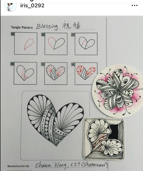 Zentangle Hearts Patterns, Heart Zentangle Patterns, Heart Tangles, Drawing Meditation, Valentine Art Projects, Doddle Art, Zentangle Pattern, Line Doodles, Zen Doodle Patterns