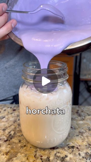 228K views · 25K likes | Ian on Instagram: "Horchata but make it ube 💜

I’ve only ever made horchata once before, but gave it another shot by adding in almonds and topping it off with ube because why not. 

Most of the ingredients were eye-balled, just for the sake of experimenting. I’d probably add a bit more ube extract for a more pronounced ube flavor though.

Horchata:
- 1/2 c rice
- 1/4 c almonds
- 2 cinnamon sticks
- 2 c boiling water
- 1/2 can condensed milk, to taste
- 1 c evaporated milk
- 1 tsp vanilla extract
- Water, to adjust consistency 

Ube foam:
- 1/2 c heavy cream
- 1/4 c milk
- 1-ish tsp ube extract
- Sugar, to taste

How do you make your horchata?? 👀
.
.
.
#ube #horchata #drink #ubehorchata #homecooking #cookingvideo" Ube Drink Recipes, Ube Horchata Recipe, Recipes Using Ube Condensed Milk, Ube Condensed Milk Recipe, Ube Horchata, How To Make Horchata, Ube Extract, Horchata Drink, Ube Ice Cream