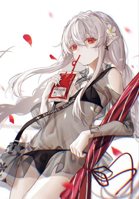 Warfarin Arknights, Anime Monsters, Arte Fantasy, Anime Angel, Kawaii Art, Dark Anime, 귀여운 동물, White Hair, Fantasy Character Design