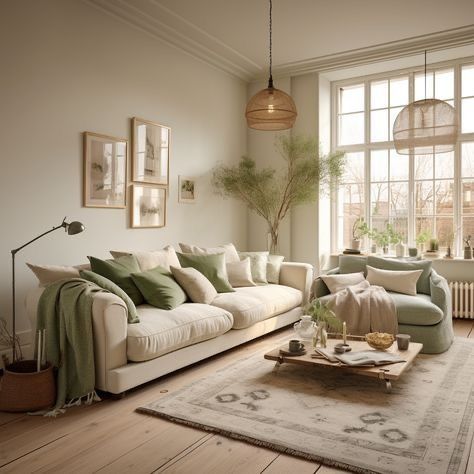 Beige Sofa Living Room, Sage Living Room, House Dubai, Earth Tone Living Room, Sage Green Living Room, Green Living Room Decor, Earthy Living Room, Room Hacks, Beige Living Rooms