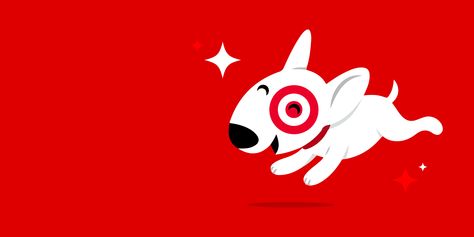 smiling Bullseye dog jumping on a red background Target Aesthetic, Target Dog, Target Store, Target Deals, Target Bullseye, Target Christmas, Dog Icon, One Day Sale, Pillow Fort