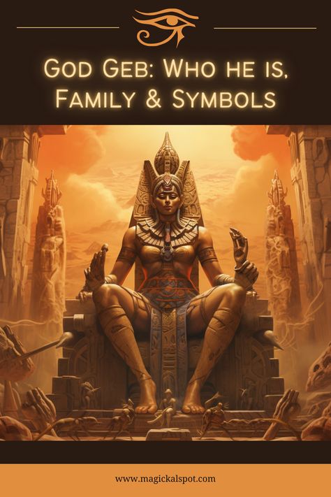 "Journey to ancient Egypt and explore the intriguing mythology of Geb, the god of the Earth! 🌍🏛️ In this article, learn about his powerful role in Egyptian religion, his family connections, and the rich symbolism associated with him. Dive into fascinating tales of his creation, his connection to the natural world, and the significance of his sacred symbols. Tap the pin to uncover the captivating lore of Geb! 🌅🐍 #Geb #EgyptianGods #AncientMythology" Geb Egyptian God, Geb God Egyptian Mythology, All Egyptian Gods, Egyptian Deities Gods And Goddesses, Egyptian Magic, Egyptian God And Goddesses, Egyptian Creation Myth, Bes Egyptian God, Egyptian Goddess Art