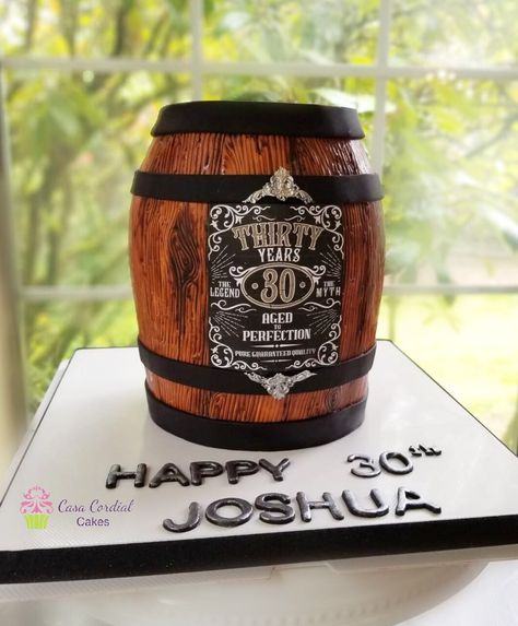 50th Birthday Party Themes, Bourbon Cake, Beer Mug Cake, Birthday Cake For Boyfriend, Cake Design For Men, Fondant Art, Barrel Cake, Cake For Boyfriend, Bottle Cake