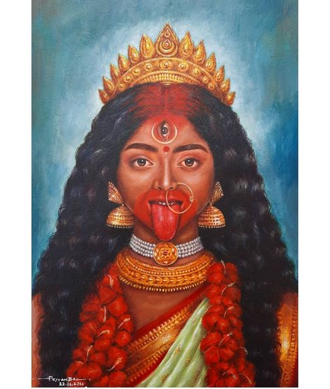 Bengali Art, Kali Ma, Kali Mata, Contemporary Folk Art, Maa Kali, God Artwork, Hyper Realistic Paintings, Durga Painting, Lord Ganesha Paintings