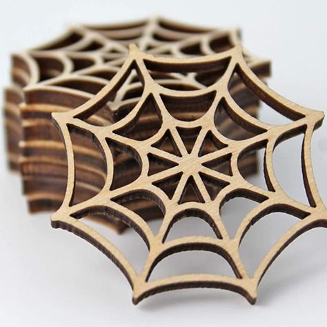 Spider Web Cutout, Laser Cut Coaster, Wood Laser Ideas, Wood Jewelery, Spider Jewelry, Laser Cut Wood Crafts, Laser Engraved Ideas, Laser Cutout, Laser Art