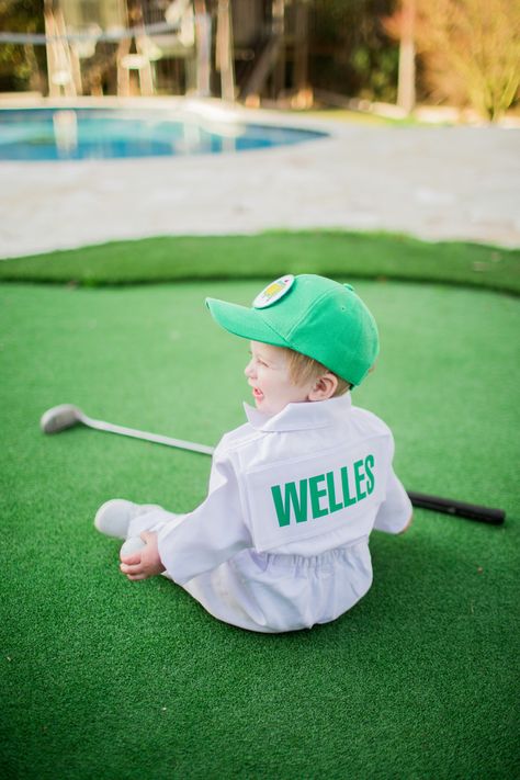 First Birthday Golf Pictures Hole In One First Birthday Masters, Golf First Birthday Photoshoot, Golf First Birthday Party Outfit, Hole In One First Birthday Outfit, First Birthday Golf Outfit, First Birthday Golf, Golf Shoot, Hole In One First Birthday, Bday Pictures