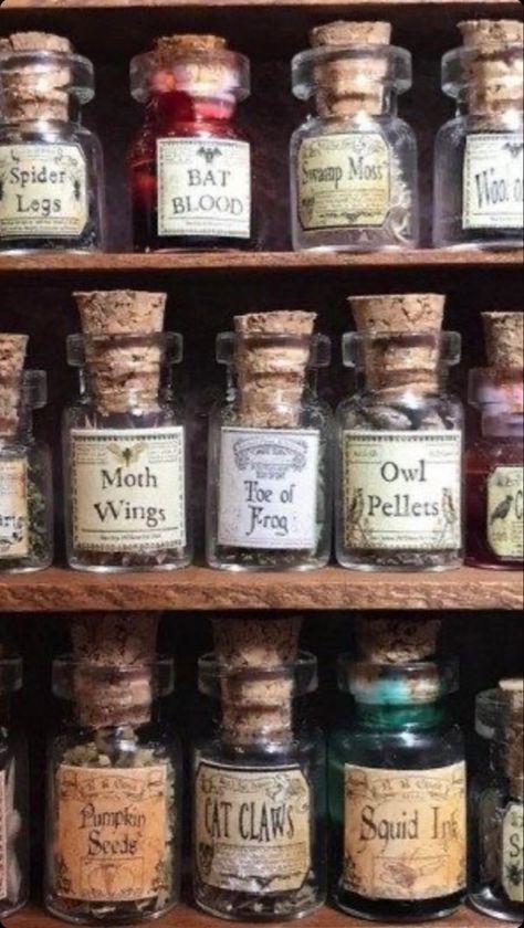 Harry Potter Potion Ingredients, Pumpkins And Candles, Apothecary Shoppe, Potion Ingredients, Bat Eyes, Halloween Decorations To Make, Apothecary Decor, Detective Aesthetic, Dark Fairytale