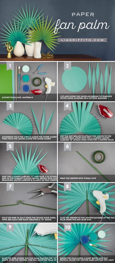 Diy Fleur, Fleurs Diy, Folding Origami, Fiesta Tropical, Paper Fan, Fan Palm, Your Biggest Fan, Paper Plants, Paper Leaves