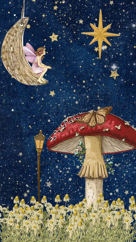 Cottagecore Collage, Mushroom Wallpaper, Fairy Cottagecore, Trash Art, Celestial Art, Art Folder, Fairytale Art, Beautiful Landscape Wallpaper, Romantic Art