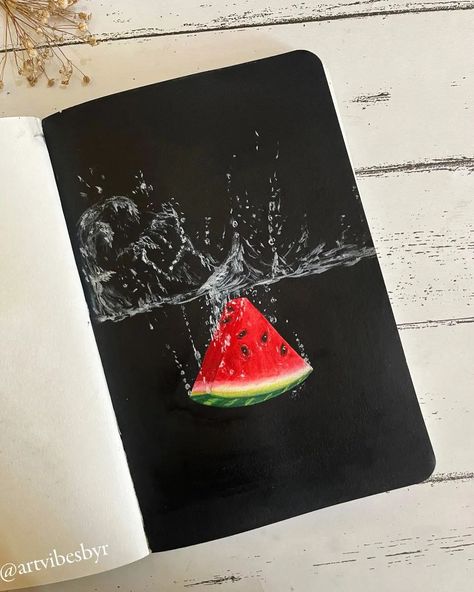 Splash of art ✨ Follow for more @artvibesby.r . . #art #watermelon #artsplash #gouachepainting #realisticart #waterpainting #hyperrealism #aestheticart #fyp #artlove #artsy #paintingjournal #canvaspainting #ａｅｓｔｈｅｔｉｃ #summerpainting #watermelonpainting #artdaily #artpage #sketchbook Watermelon Painting, Circle Drawing, Summer Painting, Hyperrealism, Realistic Art, Water Painting, Gouache Painting, Art Pages, Daily Art