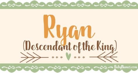 Ryan Name, Baby Names 2022, Ryan Phillipe, Boy Name Meanings, Boys Names, Unisex Baby Names, R Kelly, Names For Boys