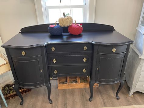 Annie Sloan Athenian Black, Annie Sloan Wall Paint, Paint Hardware, Beautiful Bathroom Vanity, Gilding Wax, Black Sideboard, Chalk Paint Furniture, Annie Sloan Chalk Paint, Back Doors