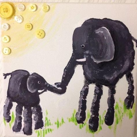 Elephant Projects For Preschool, Elephant Handprint Craft, Elephant Hand Print, Hand And Footprint Crafts, Handprint Elephant, Elephant Handprint, Footprint Crafts For Kids, Art And Crafts For Kids, Hand Print Art