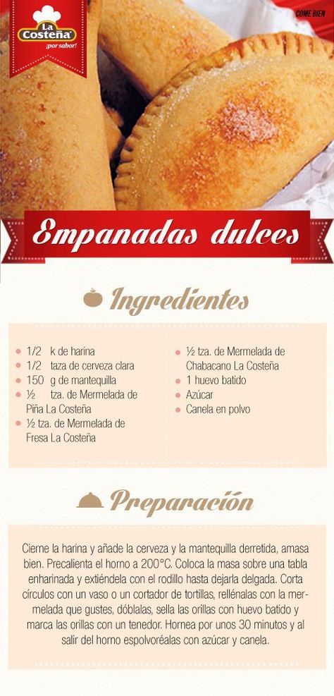 Empanadas Dulces Dessert Empanadas Recipe, Sweet Empanadas Recipe, Sweet Empanadas, Filet Mignon Chorizo, Argentinian Food, Mexican Sweet Breads, Mexican Bread, Colombian Food, Empanadas Recipe