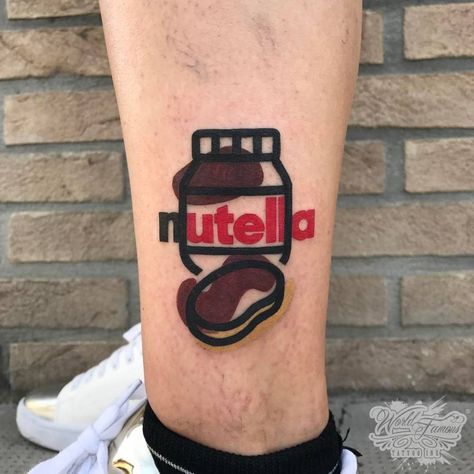 NUTELLA DESTRUTTURATA. Nutella Tattoo, Steve Butcher Tattoo, Rose Flower Tattoos, Food Tattoos, The Girl With The Dragon Tattoo, Bear Tattoos, Doodle Tattoo, Tatuaje A Color, Shoulder Tattoos For Women