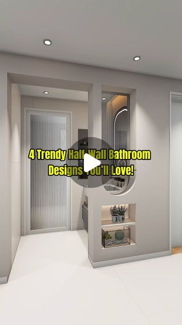 Toilet Divider Wall, Half Wall In Bathroom By Toilet, Bathroom Half Wall Ideas Toilets, Half Wall Between Toilet And Vanity, Bathroom With 2 Entrances, Wall Between Vanity And Toilet, Shared Bathroom Between Two Bedrooms, Toilet Partition Design Privacy Walls, Toilet Pony Wall